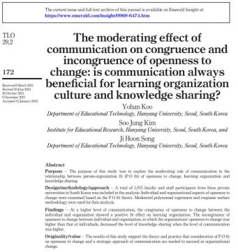 [구요한, 김수정, 송지훈] The moderating effect of communication on congruence and incongruence of openness to change