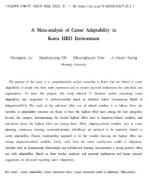 [주홍주, 오서경, 유명현, 송지훈] 국내 HRD환경에서의 경력적응성 메타분석